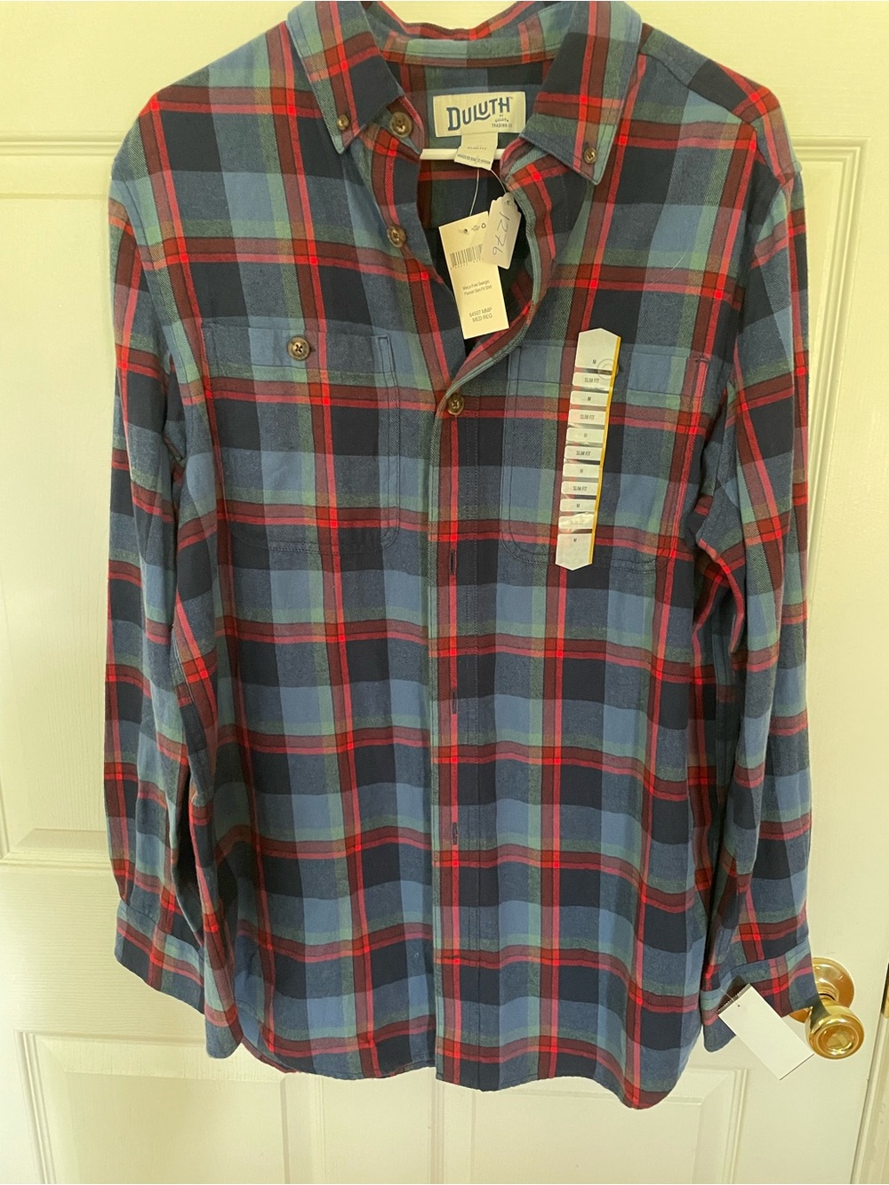 NWT Duluth Trading Free Swingin Flannel Shirt Men’s M Slim Fit Blue Plaid